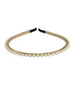 Haarband Diadeem 0,5cm – Parels Ketting – Metaal – Wit Goud, Nieuw