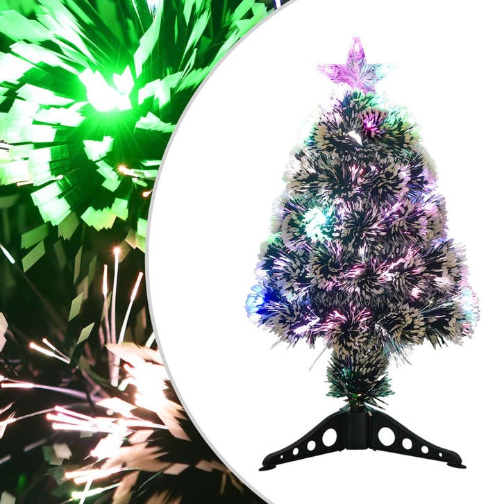 vidaXL Kerstboom met LED 64 cm glasvezel groen en wit, Divers, Noël, Envoi