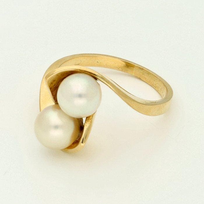 Ring - 18 karaat Geel goud - Parel, Bijoux, Sacs & Beauté, Bagues