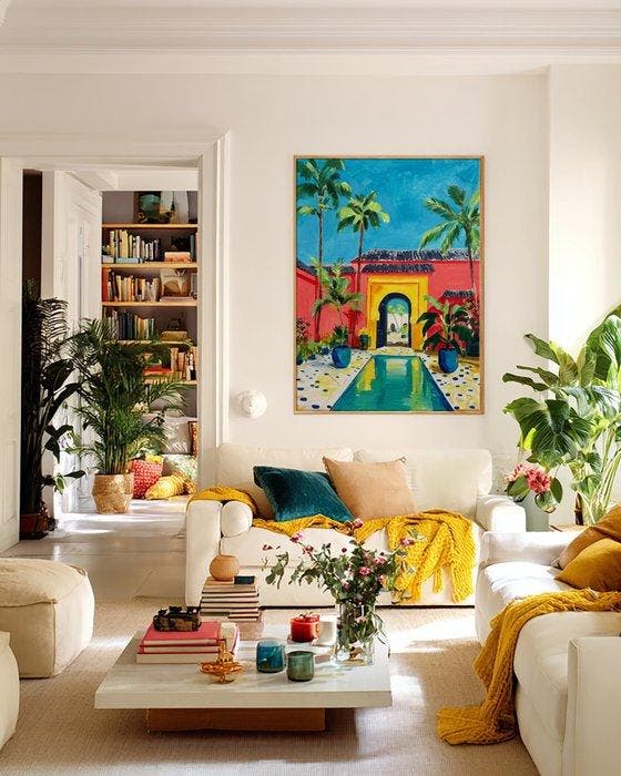 E. García - Oasis interior XL (no reserve), Antiek en Kunst, Kunst | Schilderijen | Modern