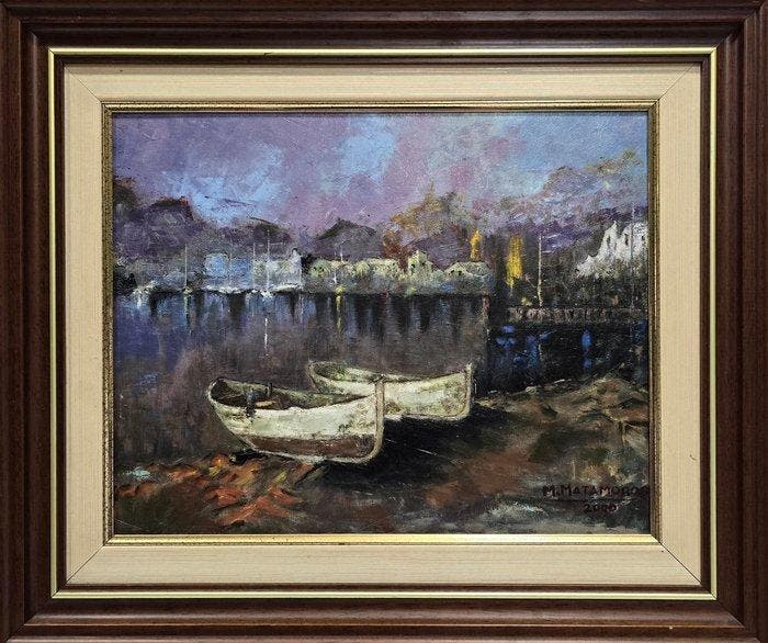 Manolo Matamoros (1947) - Barcas en reposo, Antiek en Kunst, Kunst | Schilderijen | Klassiek