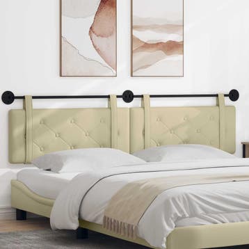 vidaXL Hangend hoofdbord Crème Kunstleer, Huis en Inrichting, Verzenden, Nieuw