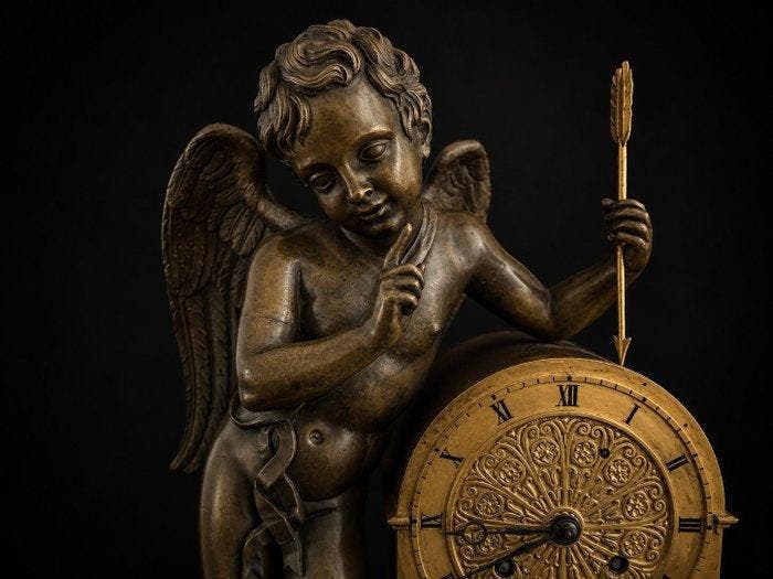Figurale pendule - - Verguld brons - 1800-1850, 1850-1900 -, Antiek en Kunst, Antiek | Klokken