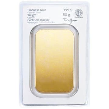 50 gram - Goud .999 - 50g .9999 Fine Gold Bar Germany, Postzegels en Munten