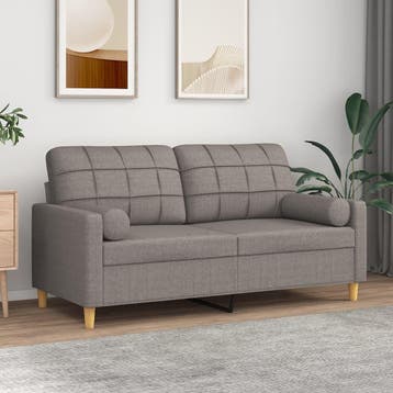 vidaXL Tweezitsbank met sierkussens 140 cm stof taupe, Verzenden, Nieuw