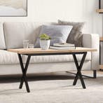 vidaXL Salontafel X-frame 100x50x45,5 cm grenenhout en staal, Huis en Inrichting, Tafels | Eettafels, Verzenden, Nieuw