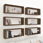 vidaXL Wandschappen kubus 6 st 60x15x23 cm bewerkt hout, Verzenden, Nieuw