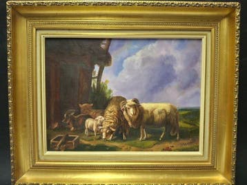 J. Van Lisenborg(XX) - Stal met geit en schapen