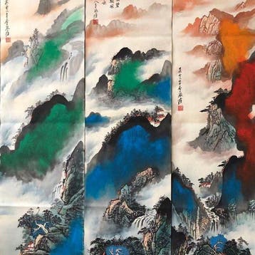 Four landscape painting works - zhangdaqian, replica - China