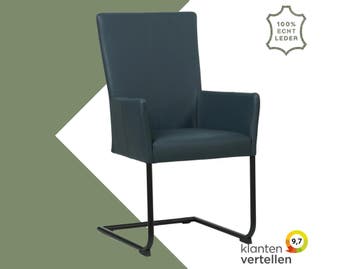 Leren eetkamerstoel Dry met armleuning - Toledo Marine, Huis en Inrichting, Stoelen, Blauw, Nieuw, Leer, Ophalen of Verzenden