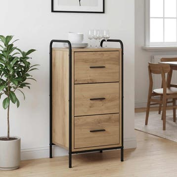 vidaXL Dressoir Artisanaal eiken 97 x 33 x 81 cm Bewerkt, Verzenden, Nieuw