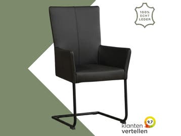 Leren eetkamerstoel Dry met armleuning - Toledo Nero, Huis en Inrichting, Stoelen, Zwart, Nieuw, Leer, Ophalen of Verzenden