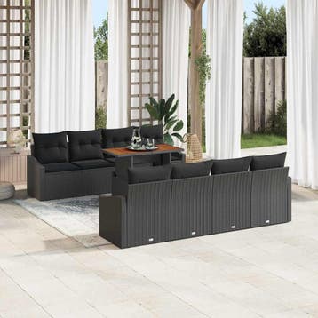 vidaXL Tuinbank Set 9 st Zwart en Bruin, Verzenden, Nieuw