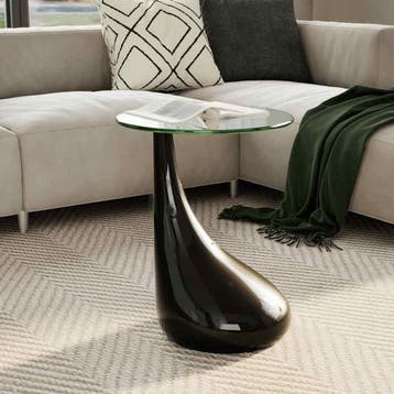 vidaXL Salontafel met rond glazen tafelblad hoogglans zwart, Verzenden, Nieuw