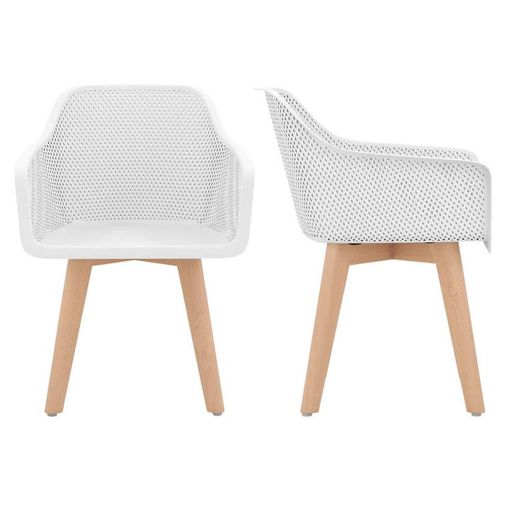 2dekans | Coast Eetkamerstoelen Wit – Set van 2 – 57 x 56 x, Maison & Meubles, Chaises, Enlèvement ou Envoi