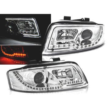 Phares Pour Audi A4 00-04 Led Tube Lights Chromé, Verzenden