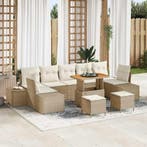 vidaXL Tuinbank Set met kussen 10 pcs Beige poly rattan, Verzenden, Nieuw
