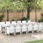 vidaXL Tuin Eettafel Set 13 pcs Wit Polt riet, Tuin en Terras, Verzenden, Nieuw