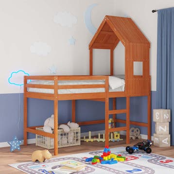 vidaXL Hoogslaper bedframe Waskleur Bruin 90 x 190 cm, Verzenden, Nieuw