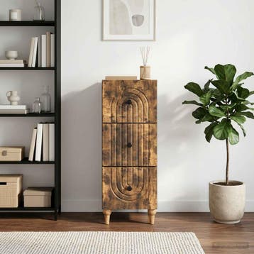 vidaXL Ladekast 33 x 34,5 x 90 cm Bewerkt hout Gerookt eiken, Verzenden