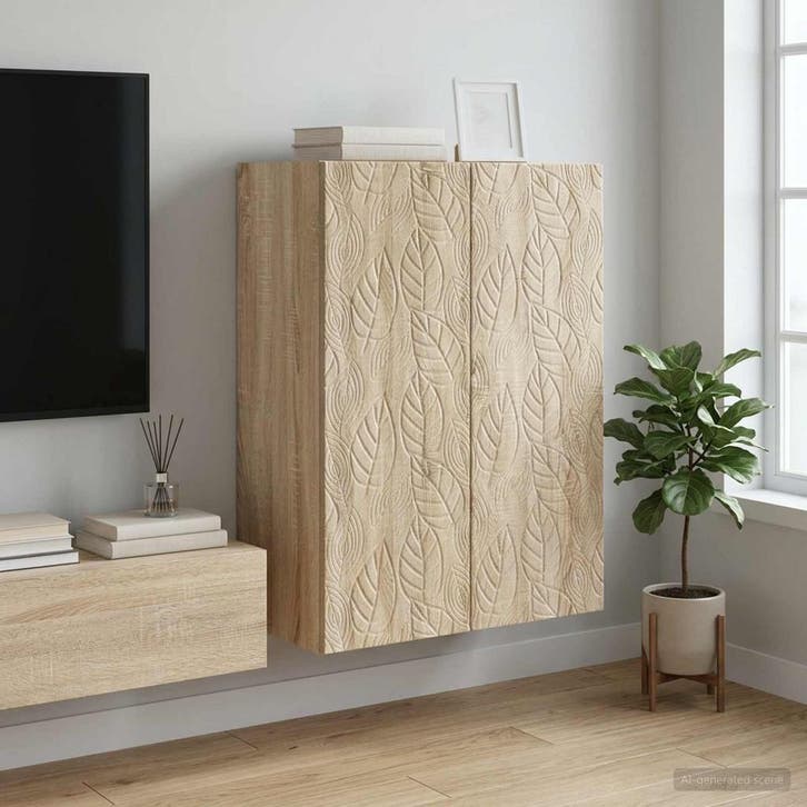vidaXL Wandkast Sonoma Eiken 66 x 34,5 x 90 cm Bewerkt hout, Maison & Meubles, Armoires | Autre, Envoi
