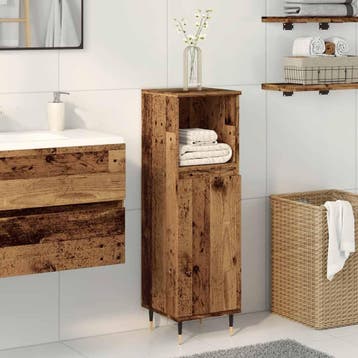 vidaXL Badkamerkast 30x30x100 cm bewerkt hout oud, Verzenden, Nieuw