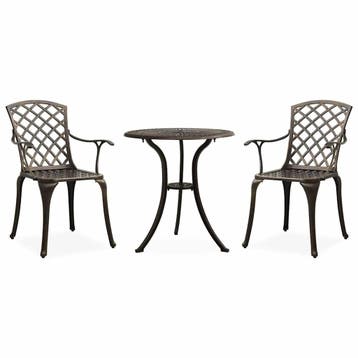 vidaXL 3-delige Bistroset gietaluminium bronskleurig, Verzenden, Nieuw