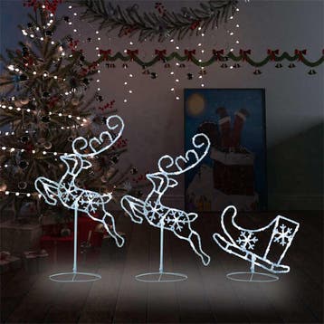 vidaXL Kerstdecoratie rendieren en slee 260x21x87 cm acryl, Verzenden