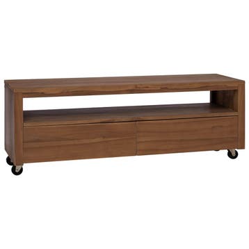 vidaXL Tv-meubel 110 x 30 x 40 cm Naturel Massief Teakhout, Huis en Inrichting, Kasten |Televisiemeubels, Verzenden, Nieuw
