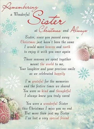 Rouwkaart herdenkingskaart a wonderful sister christmas &, Nieuw