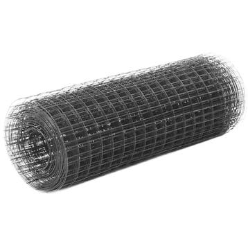 vidaXL Kippengaas 25x0,5 m staal met PVC coating grijs, Tuin en Terras, Verzenden, Nieuw