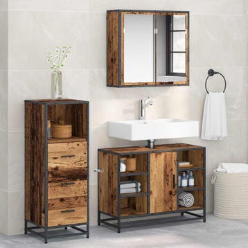 vidaXL Badkamermeubel Set 3 st Oud Hout 80 x 33 x 60 cm, Verzenden, Nieuw
