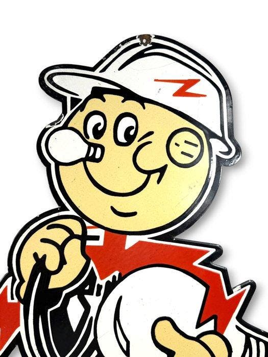 Reddy Kilowatt - Emaille plaat - XL - Emaille, Antiek en Kunst, Antiek | Wandborden en Tegels