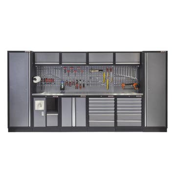 Complete Werkplaatsinrichting, werkbank met RVS omkleed, Bricolage & Construction, Établis, Ophalen of Verzenden