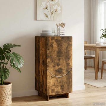 vidaXL Dressoir Gerookt eiken 33,5 x 34,5 x 75 cm Bewerkt, Huis en Inrichting, Verzenden, Nieuw