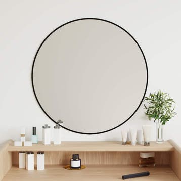 vidaXL Wandspiegel rond Ø60 cm zwart, Verzenden