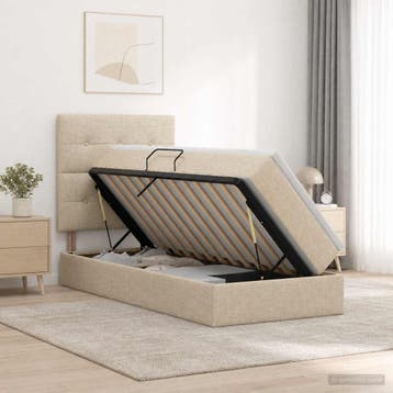 vidaXL Opslag bed met matras met opslag Crèmekleurig 100 x, Huis en Inrichting, Verzenden, Nieuw
