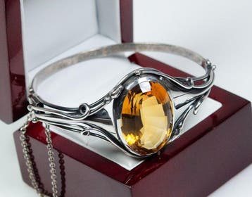 - Argent 925 - Citrine naturelle de 38,00 ct - Bracelet