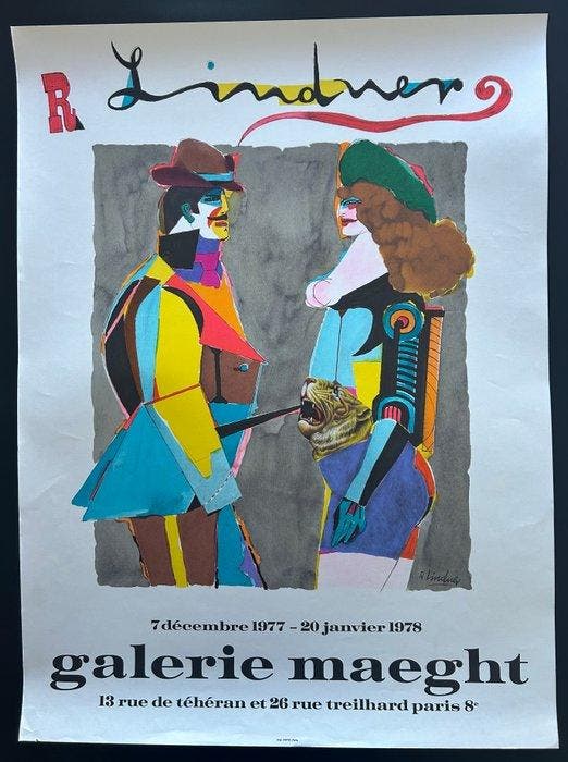 Richard Lindner - Original exhibition poster - Galerie, Antiek en Kunst, Kunst | Tekeningen en Fotografie