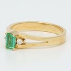 Bague - 18 carats Or jaune Diamant (Naturelle) - émeraude, Bijoux, Sacs & Beauté