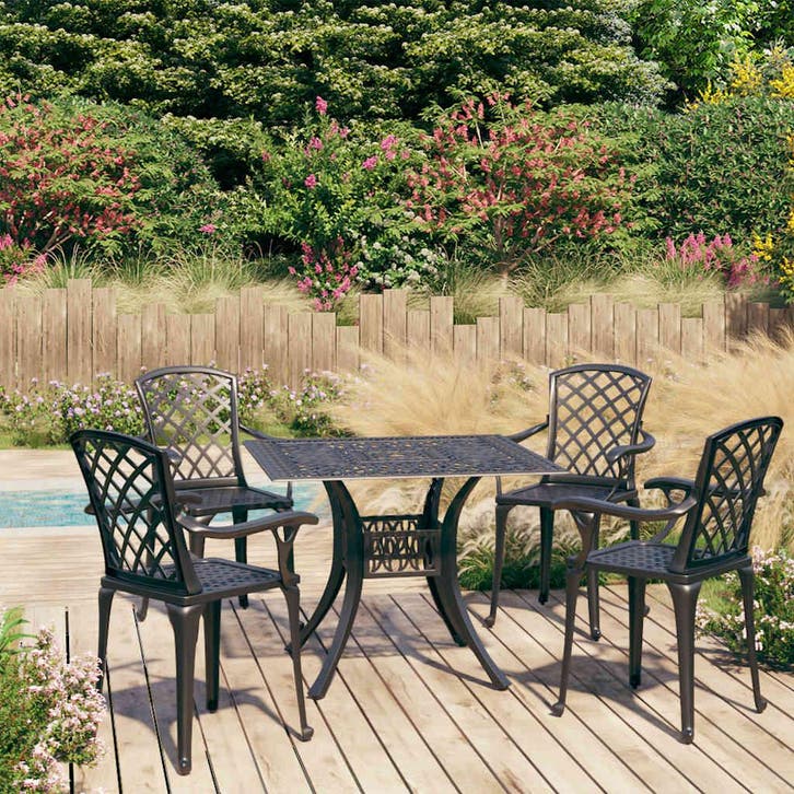 vidaXL 5-delige Bistroset gietaluminium zwart, Tuin en Terras, Tuinsets en Loungesets, Nieuw, Verzenden