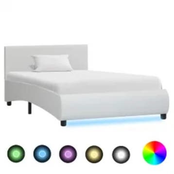 vidaXL Bedframe met LED kunstleer wit 90x200 cm, Huis en Inrichting, Verzenden, Nieuw
