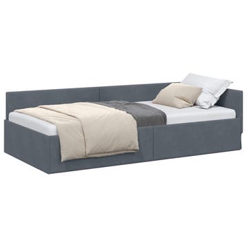 vidaXL Hoek Bed Frame Donkergrijs 100 x 200 cm fluweel, Verzenden