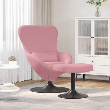 vidaXL Ei Stoel met Voetensteun Roze Fluweel, Verzenden, Nieuw