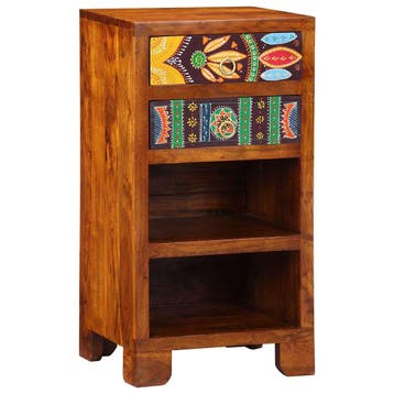 vidaXL Floraal Einde Tafel met lade met opslag Bruin 40 x 35, Verzenden