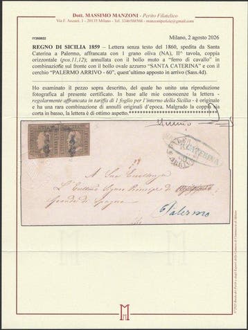 Italiaanse oude staten - Sicilië - 1860 Brief van Santa, Gestempeld
