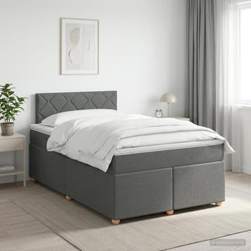 vidaXL Boxspringbed met matras Donkergrijs 120 x 190 cm Stof, Verzenden, Nieuw