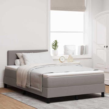 vidaXL Boxspring bed met hoofdeinde Taupe 120 x 200 cm Stof, Verzenden, Nieuw