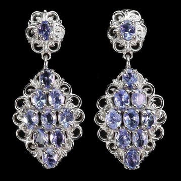 Sans prix de réserve - Boucles doreilles Argent Tanzanite