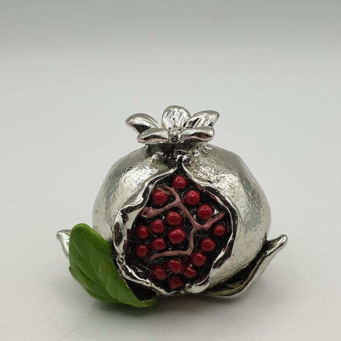 Melograno rivestito in argento 925 e smalti - Figure -, Antiquités & Art, Antiquités | Argent & Or